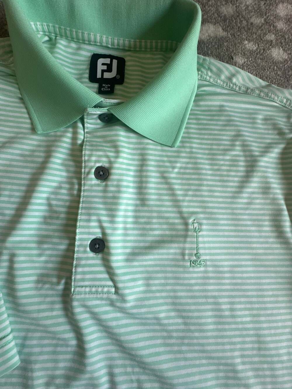 FootJoy Striped Polo Shirt Mint Green White Short Sleeve
